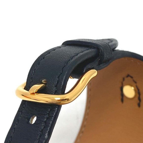 HERMES Horsebit Accessories bangle Bracelet Vo Swift Black/Gold - Picture 6 of 11